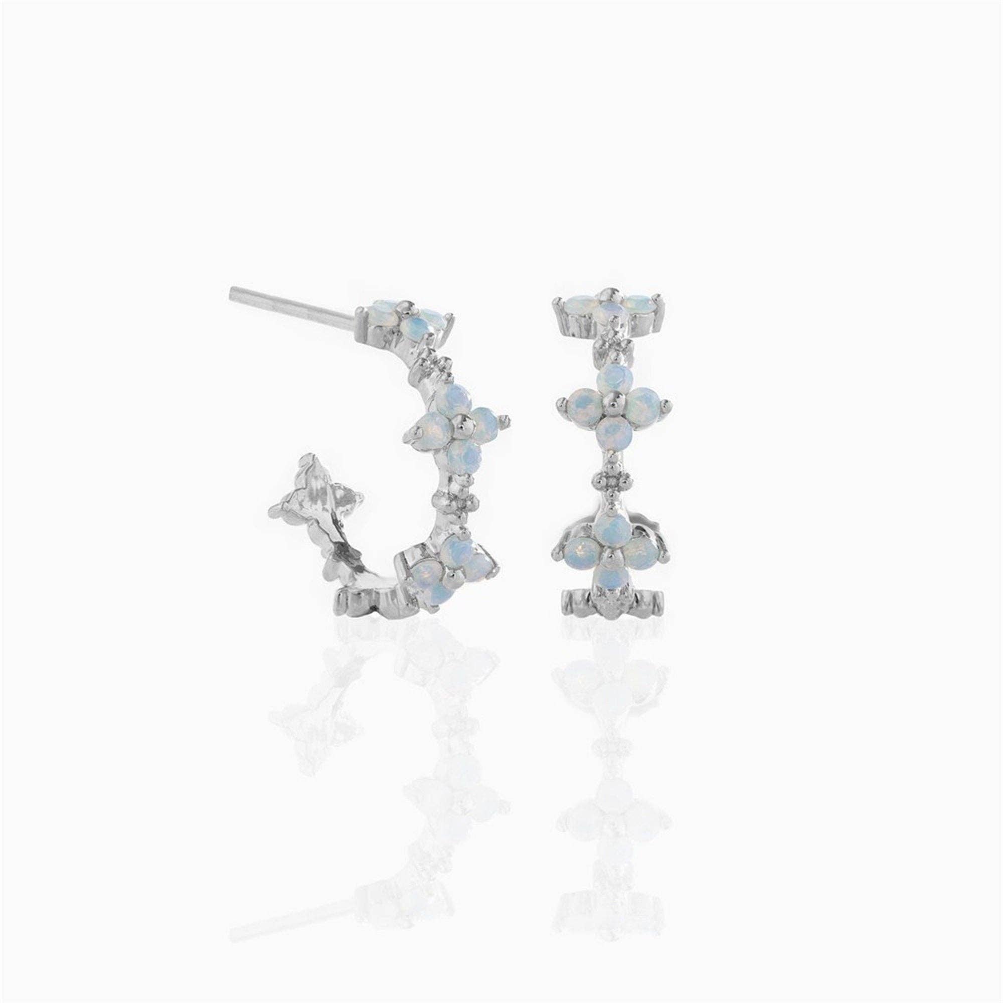 Delicate Blue Flower Gold Earrings
