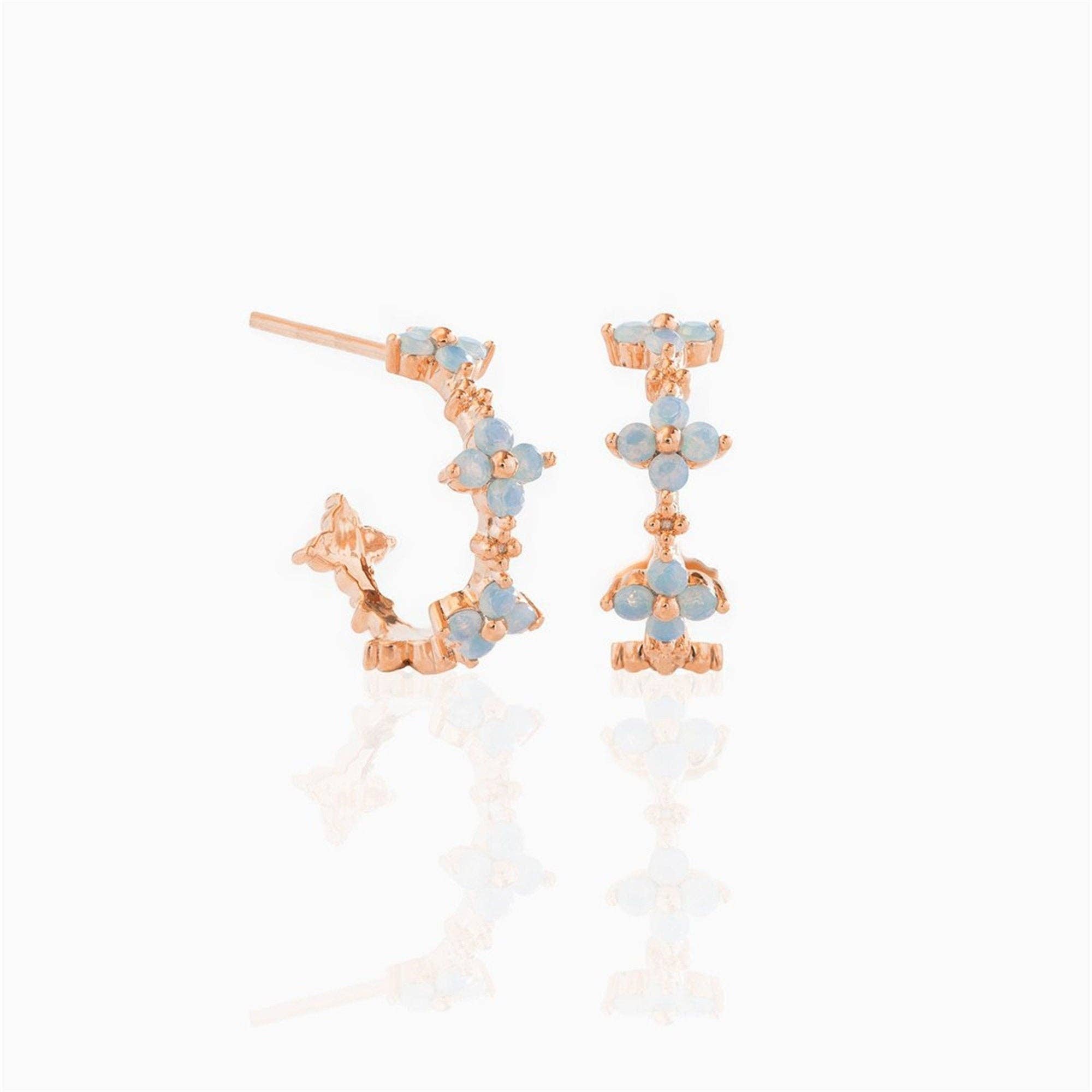 Delicate Blue Flower Gold Earrings
