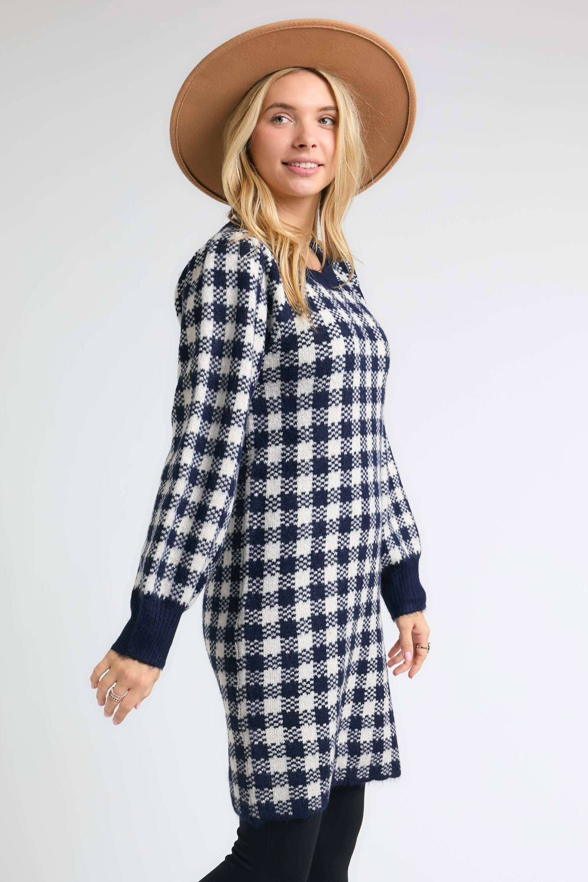 Checker Sweater Dress