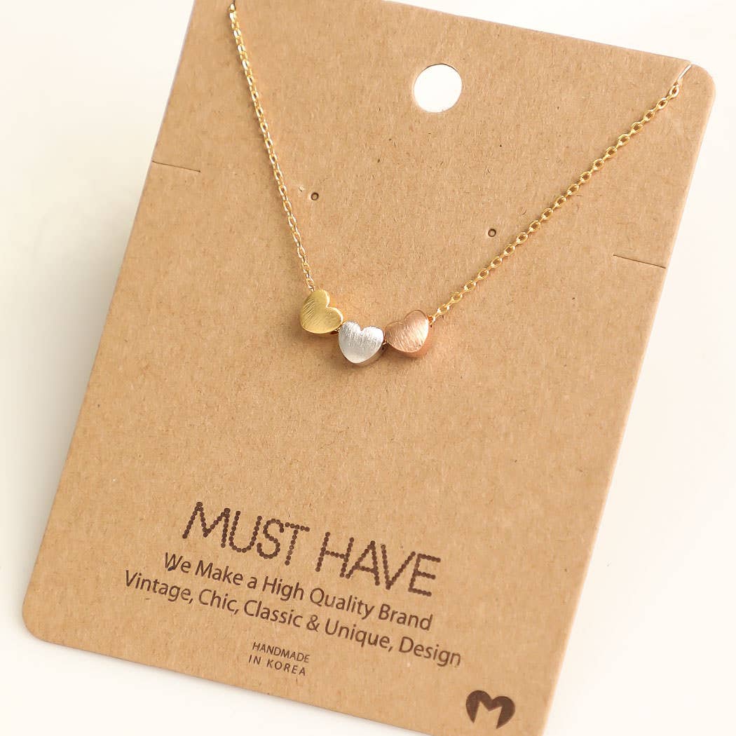 Three Heart Charm Necklace