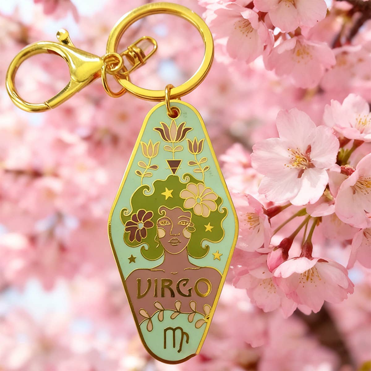 Retro Motel Zodiac Enamel Keychain
