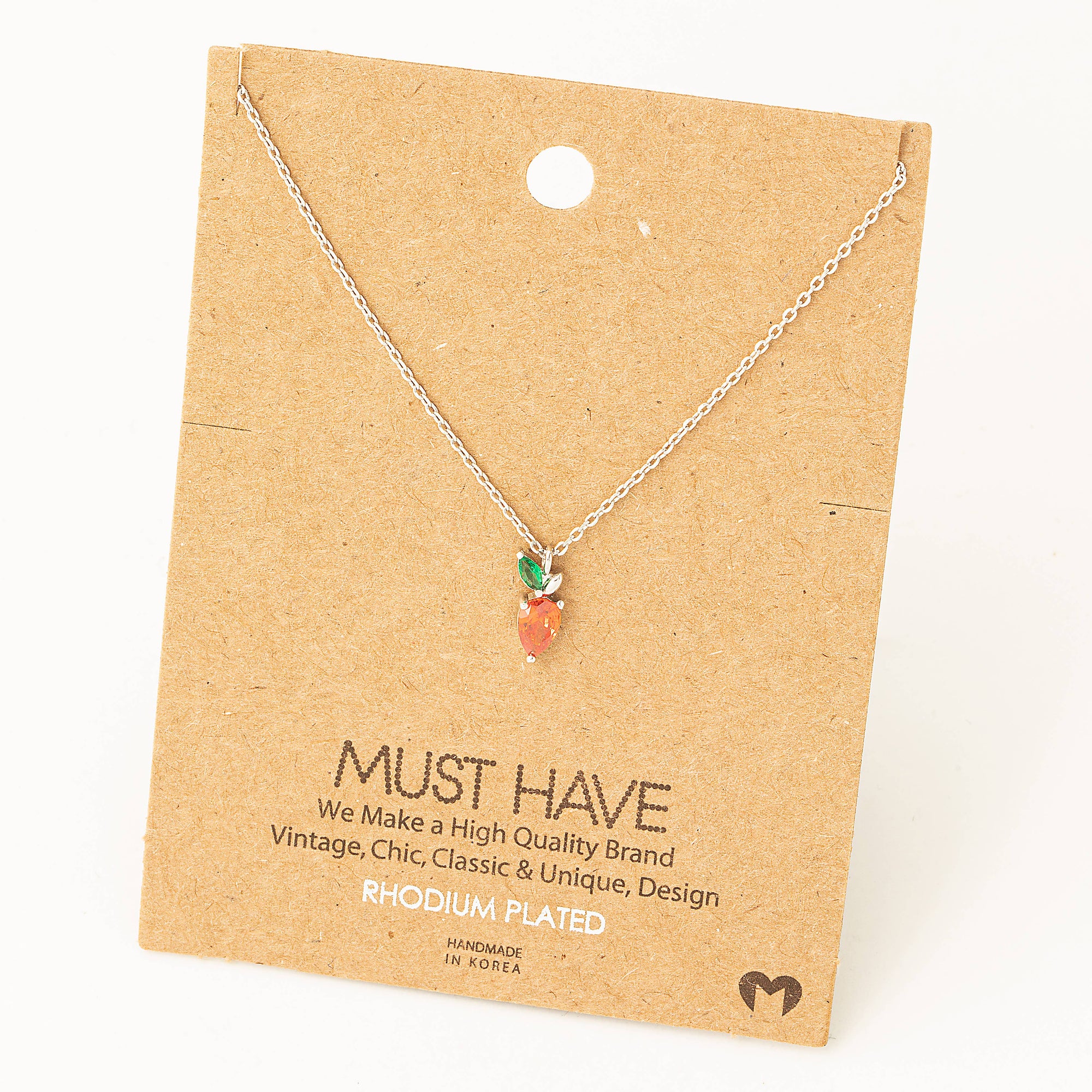 Gold Plated Tiny Strawberry Charm Necklace