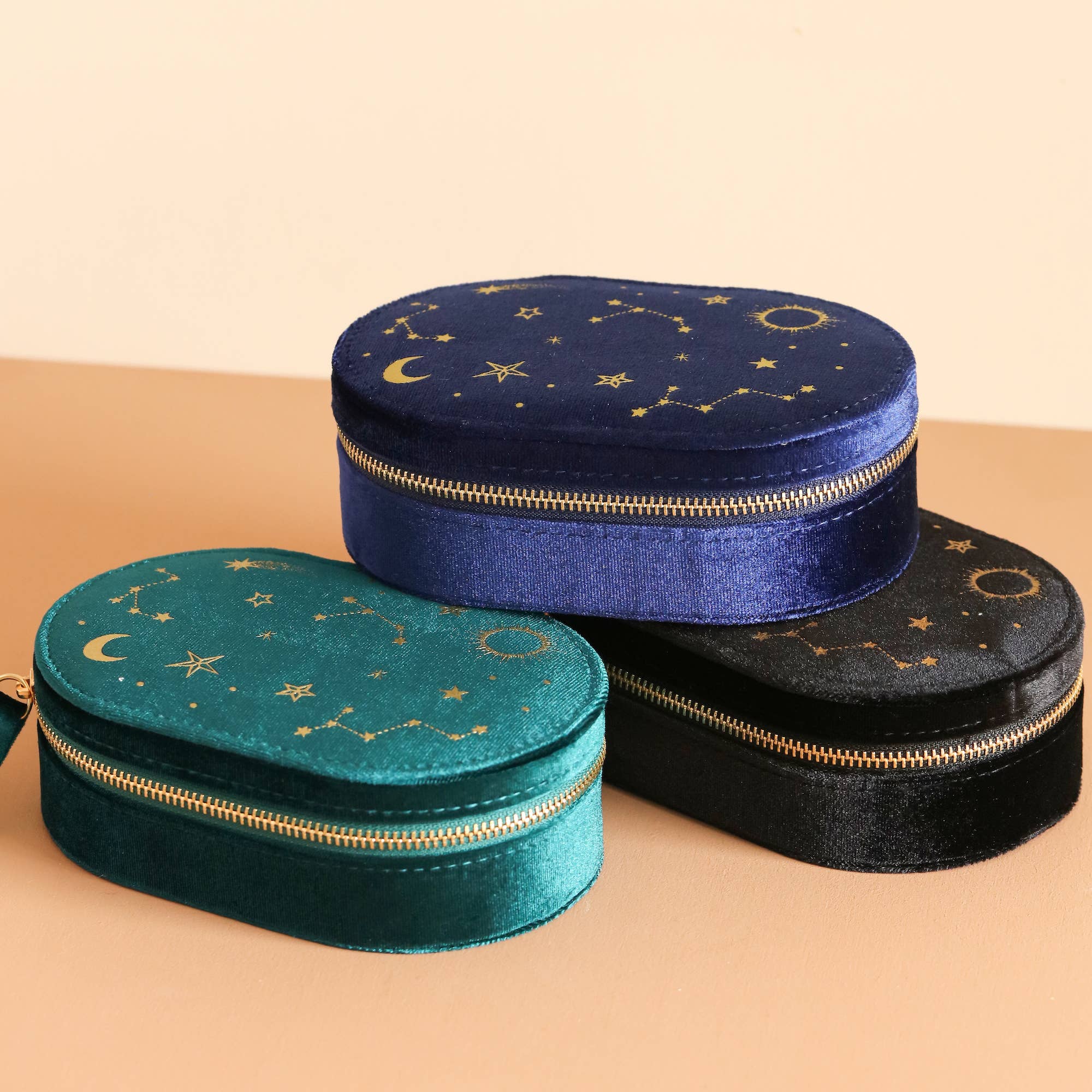 Starry Night Velvet Oval Jewelry Case
