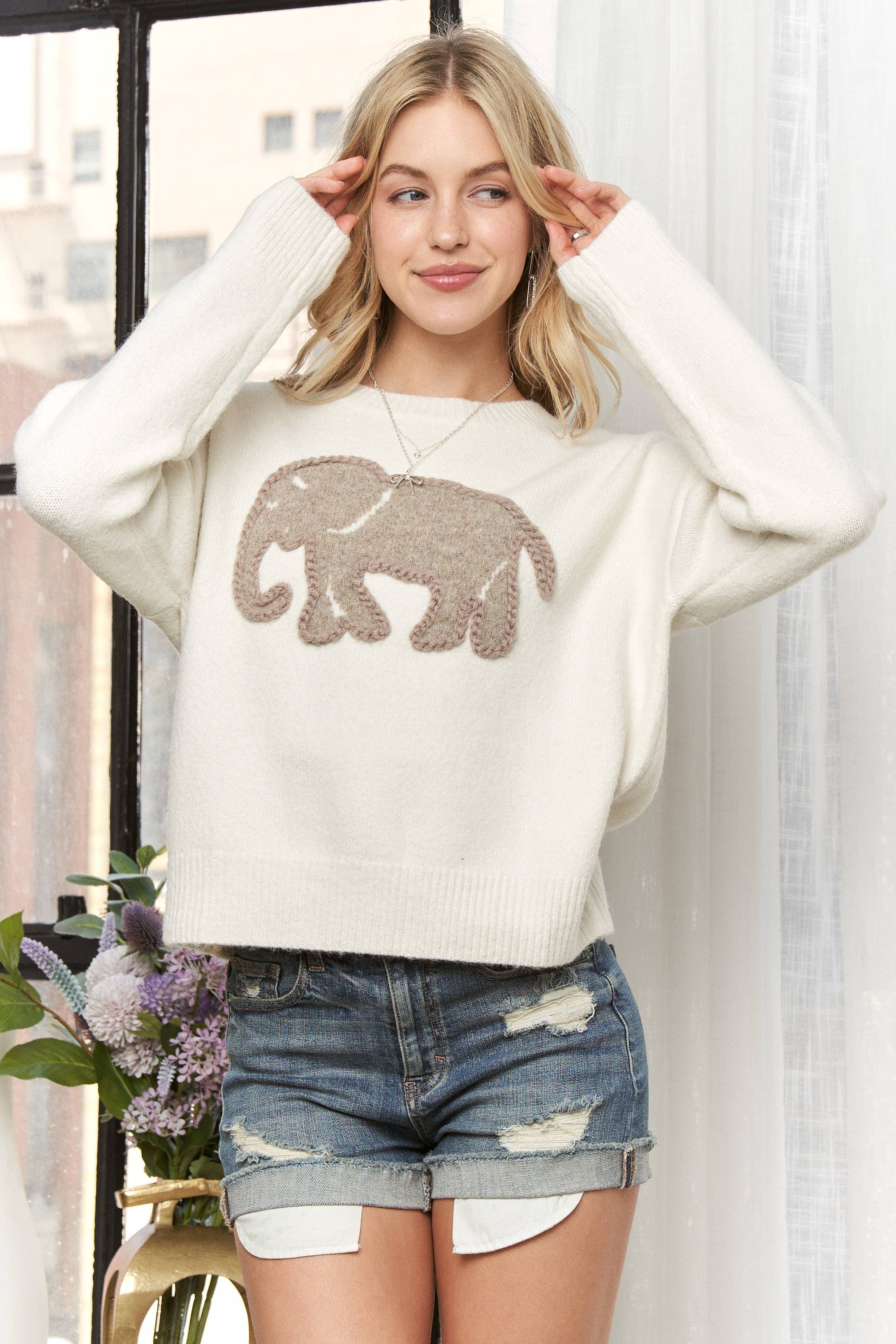 Elephant Crew Neck Sweater