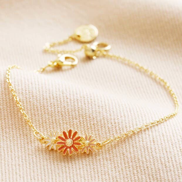 Triple Enamel Flower Chain Bracelet