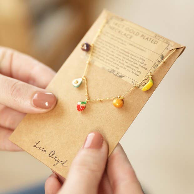 Enamel Fruit Charm Necklace